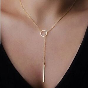 Adjustable Bar Chain Circle Necklace